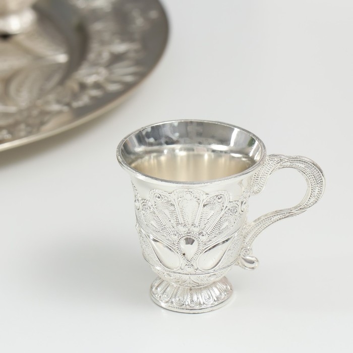 Набор винный кувшин, 6 бокалов и поднос  Набор винный кувшин, 6 бокалов и поднос "Стамбул. Медальон и узоры" серебро