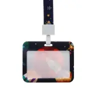 Бейдж горизонтальный Calligrata, &laquo;Космос&raquo;, внешний размер 100&times;78 мм, внутренний размер 52&times;82 мм, на ленте-42 см, пластик