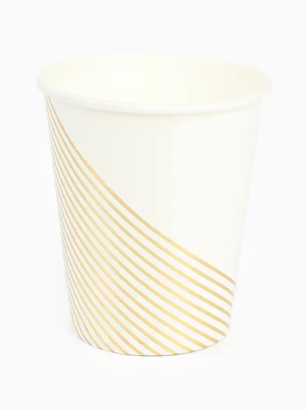 Набор посуды для праздника на 20 персон, белый с золотом (тарелки 23 см, стакан 250 мл)