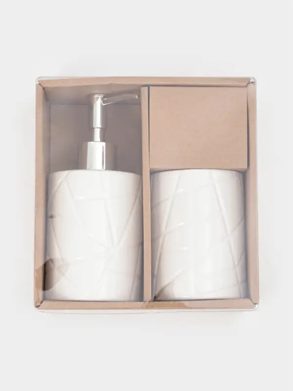 Набор для ванной "Fantasy", 2 предмета (дозатор для мыла, стакан), цвет белый