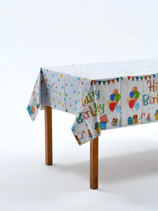 Скатерть одноразовая &laquo;С днём рождения&raquo;, 137&times;183 см, белая
