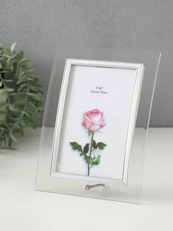 Фоторамка стекло 10х15 см "Золотой кант" вертикаль, выгнутая 15,5х20 см