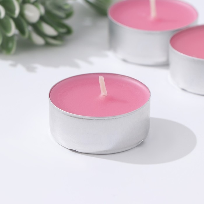 Набор чайных свечей ароматических в термоусадке Набор чайных свечей ароматических в термоусадке "Пион", 3,8х1,6 см, 3,5 ч, 12 г, 20 штук