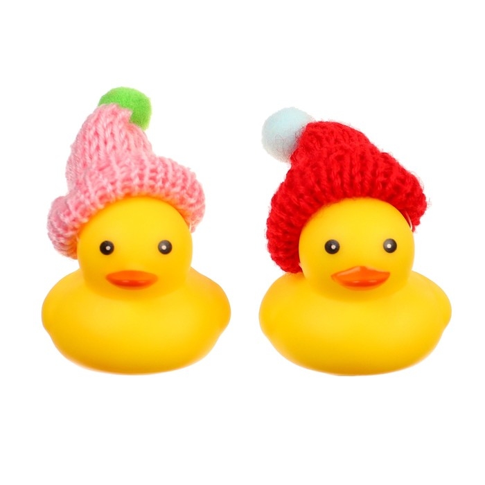 Набор резиновых игрушек для ванны «Уточки в шапке», 4 см, с пищалкой, 2 шт., Крошка Я Набор резиновых игрушек для ванны «Уточки в шапке», 4 см, с пищалкой, 2 шт., Крошка Я