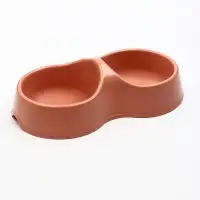 Миска двойная &laquo;Мур-мяу&raquo;, 200 мл, 22.5 см &times; 13 см &times; 6 см, цвет кирпичный