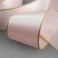 Лента атласная, с золотым люрексом, 40 мм, 23&plusmn;1 м, светло-розовая №44