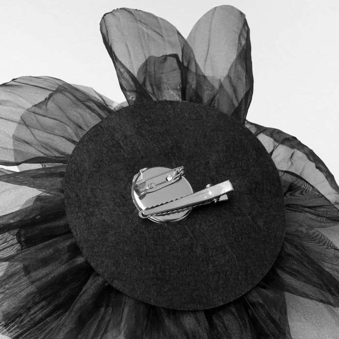 Брошь текстильная «Цветок» объемный, невесомый,цвет чёрный Брошь текстильная «Цветок» объемный, невесомый,цвет чёрный