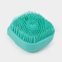 Щётка - мочалка массажная силиконовая с ёмкостью для мыла Доляна, бирюзовая
