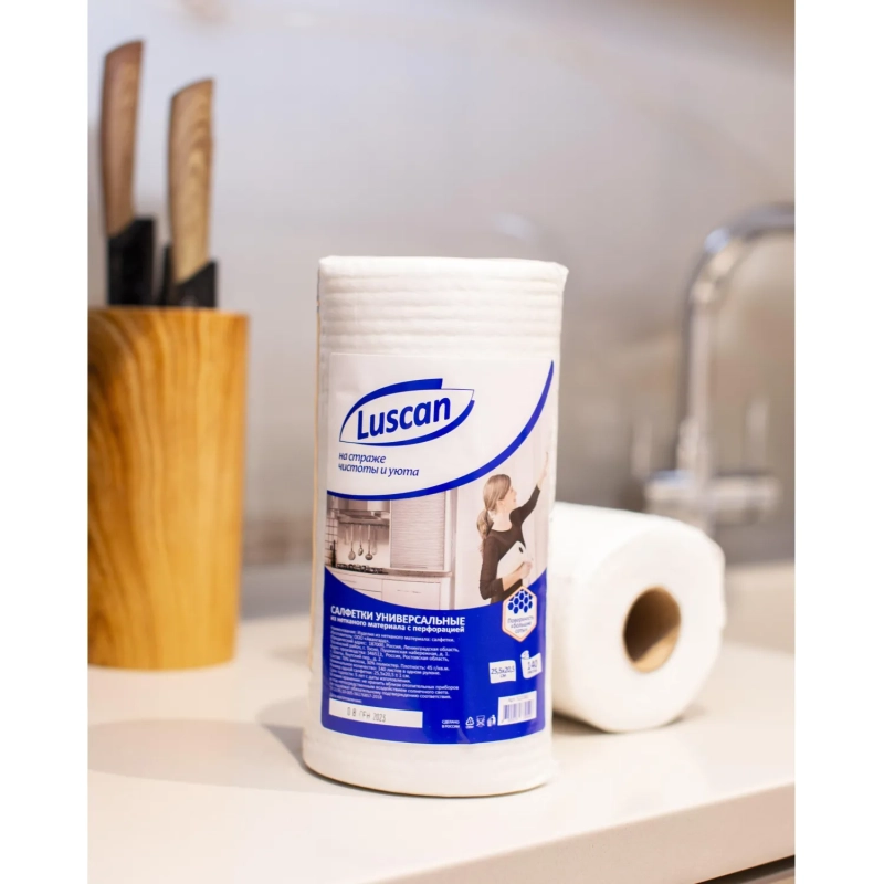 Салфетки хозяйственные Luscan спанлейс 45г/м2, 25,5х20,5см, 140л/рул