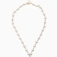 Колье с жемчугом &laquo;Сердце&raquo;, квадратное, шар №6, белое в золоте, L=40 см