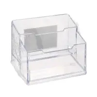 Подставка для визиток, прозрачная, 2 отделения