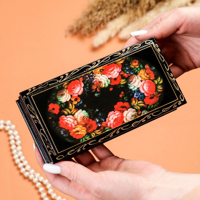 Шкатулка - купюрница «Жостовская роспись», 8,5×17 см, лаковая миниатюра Шкатулка - купюрница «Жостовская роспись», 8,5×17 см, лаковая миниатюра