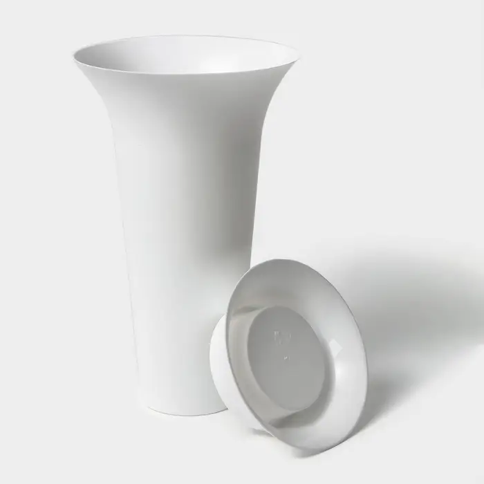 Ваза для цветов, 3 л, d=19 см, h=33 см, пластиковая, белая