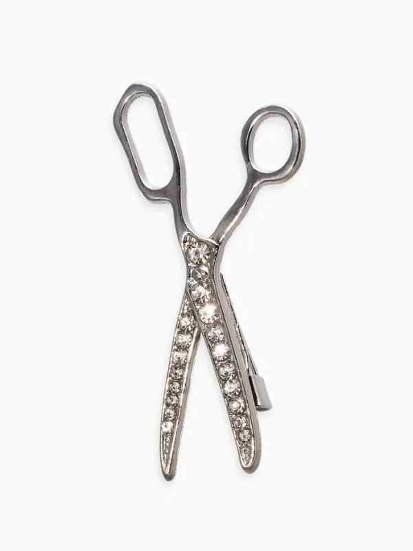 Брошь &laquo;Ножницы&raquo;, белая в серебре