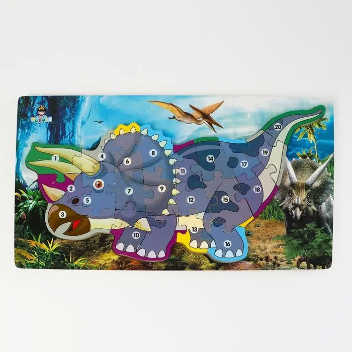 Деревянный пазл по номерам «Динозавры» МИКС