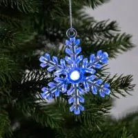 Ёлочная игрушка &laquo;Снежинка&raquo;, 9&times;8.5&times;2.8 см, 1 LED, от батареек, свечение мульти (RGB)