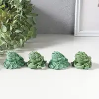 Сувенир полистоун "Денежная жаба на монетах со слитком" набор 4 шт зелёный 5х4,3х4 см