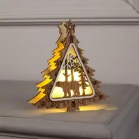 Ёлочная игрушка &laquo;Ёлочка с медведем&raquo;, 11&times;11&times;2 см, от батареек, свечение тёплое белое