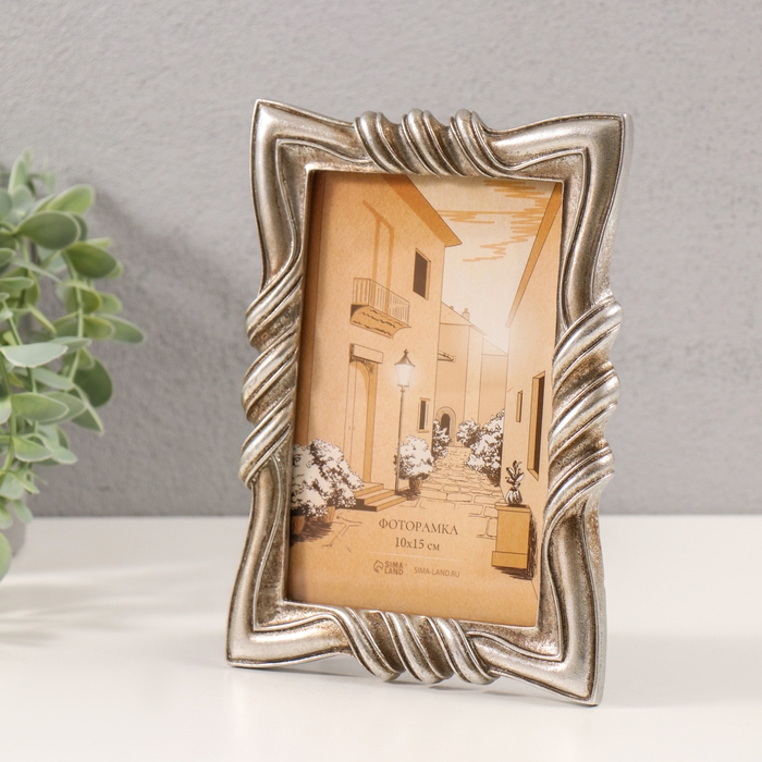 Фоторамка полистоун 10х15 см Фоторамка полистоун 10х15 см "Велес" серебро 14х1,5х19 см