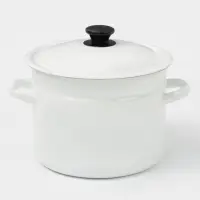 Кастрюля эмалированная, 6 л, d=24 см, с крышкой, без декора, белая
