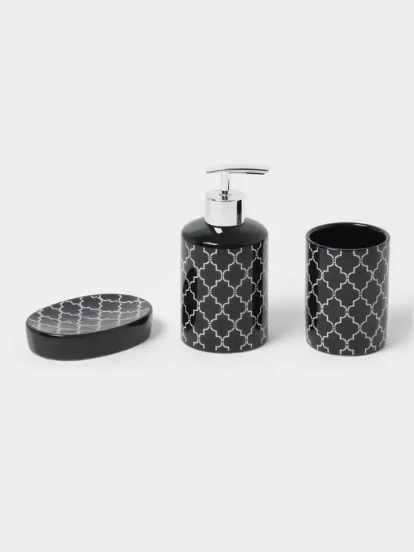 Набор аксессуаров для ванной комнаты Доляна &laquo;Марокко&raquo;, 3 предмета, мыльница, дозатор для мыла, стакан, чёрный