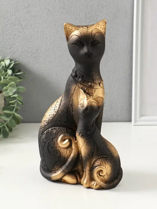 Копилка для денег &laquo;Коты Фараоны&raquo;, гипс, чёрная в золоте, 27.5&times;15&times;9 см