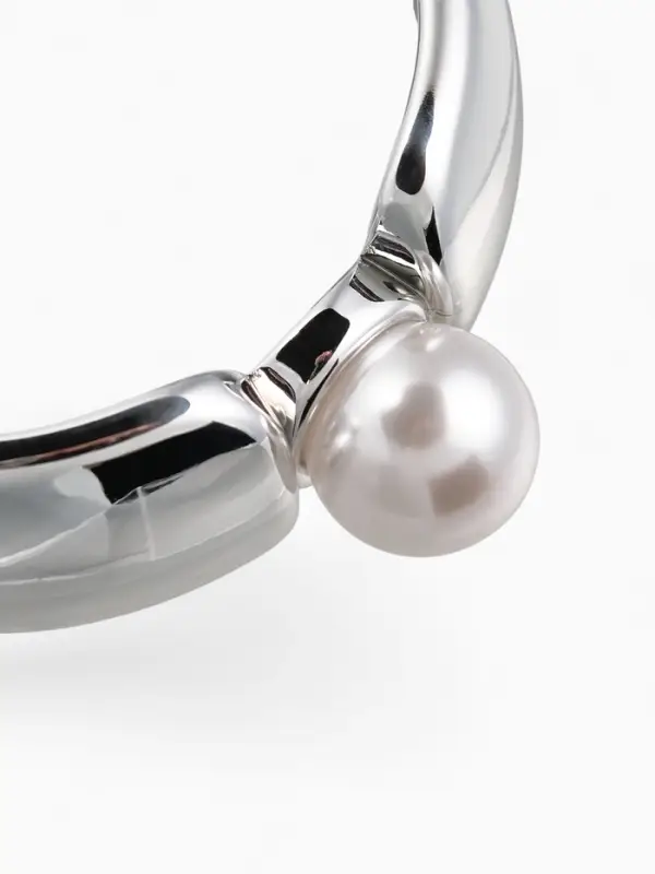 Браслет манжета «Жемчуг», цвет белый в серебре