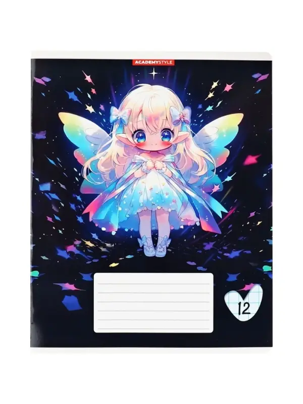 Тетрадь 12 листов, в клетку &laquo;Феечки&raquo;, мелованный картон, МИКС