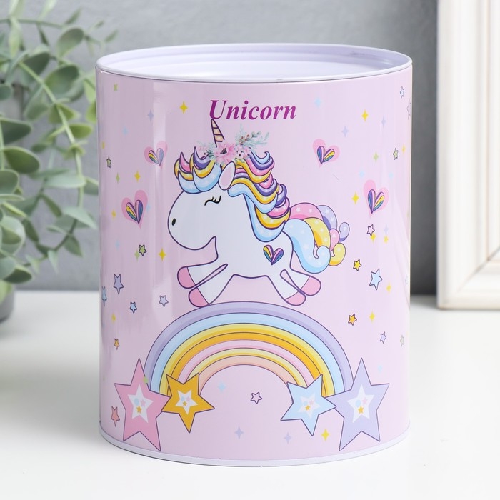 Копилка металл банка Копилка металл банка"Единорог на радуге" н-р 5 шт 7,5х10,5;8,5х11,5;9х12,5;10х14;13,5х16 см