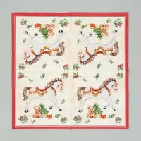 Салфетки бумажные трёхслойные «Новогодняя лошадка. кремовый фон», 24х24, 25 шт