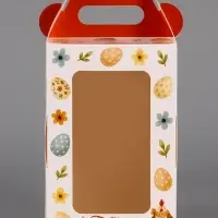 Коробка подарочная пасхальная, с окном и с ручкой &laquo;Курочки&raquo; 10&times;10&times;15 см