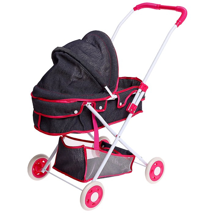Коляска универсальная для кукол, с корзиной, металлический каркас, МИКС Коляска универсальная для кукол, с корзиной, металлический каркас, МИКС