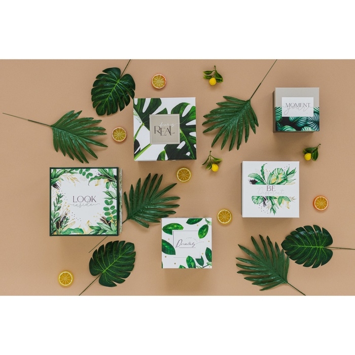 Набор коробок 5 в 1, упаковка подарочная, «Тропический», 14 х 14 х 8‒22 х 22 х 12 см