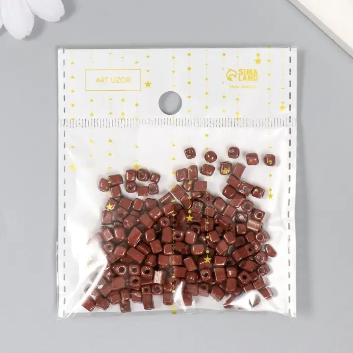 Бисер кубический стекло 4х4 мм  Бисер кубический стекло 4х4 мм "Яркость. Шоколад" набор 20 гр