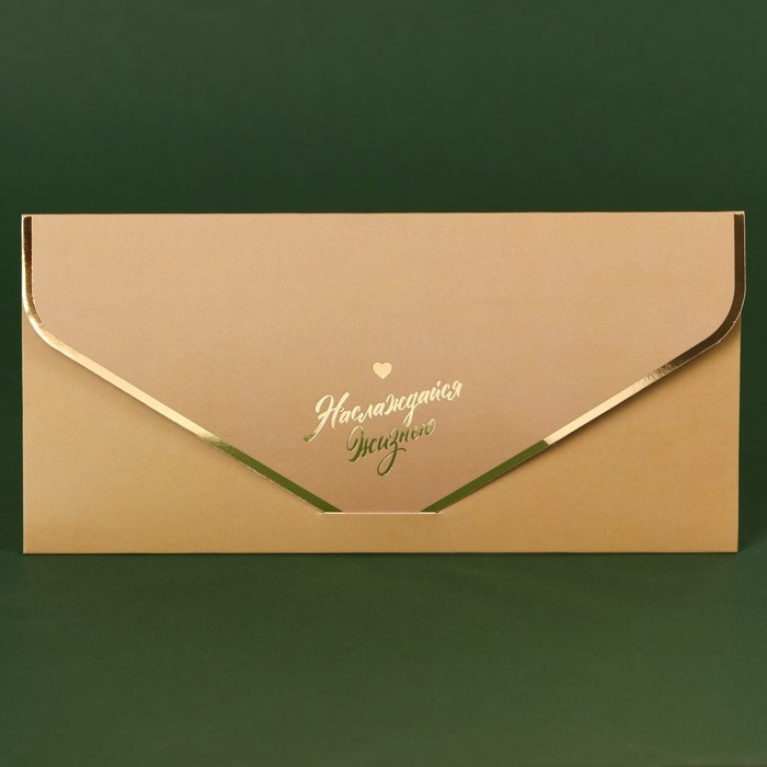 Конверт для денег «Наслаждайся жизнью!», софт тач, тиснение, бежевый, 19 х 9 см, Бэмби Конверт для денег «Наслаждайся жизнью!», софт тач, тиснение, бежевый, 19 х 9 см, Бэмби