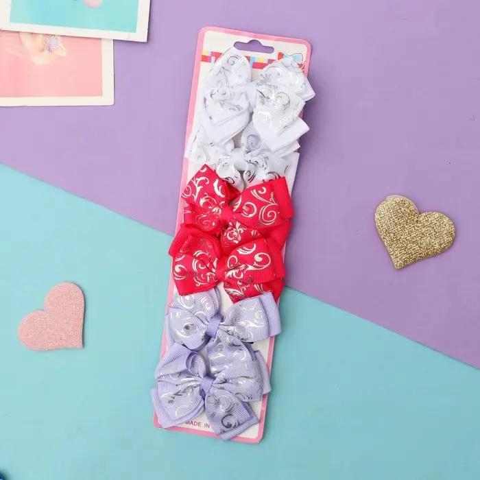 Зажим для волос "Бантик" вензеля серебро, 6 см