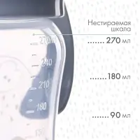 Бутылочка для кормления M&B, широкое горло, средний поток, от 3 мес., с ручками, 270 мл.