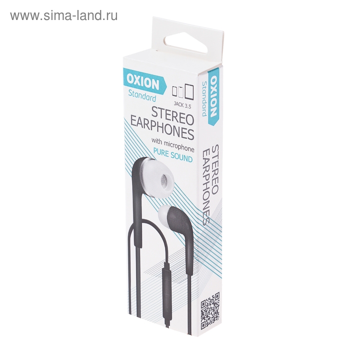 Наушники OXION HS230BK, вакуумные, микрофон, 100 дБ, 16 Ом, 3.5 мм, 1 м, чёрные Наушники OXION HS230BK, вакуумные, микрофон, 100 дБ, 16 Ом, 3.5 мм, 1 м, чёрные