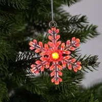 Ёлочная игрушка &laquo;Снежинка&raquo;, 9&times;8.5&times;2.8 см, 1 LED, от батареек, свечение мульти (RGB)