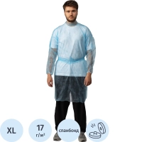 Халат н/с процед, рук.рез, на кнопках, XL, дл.110см, пл 17, голуб, 10шт/уп