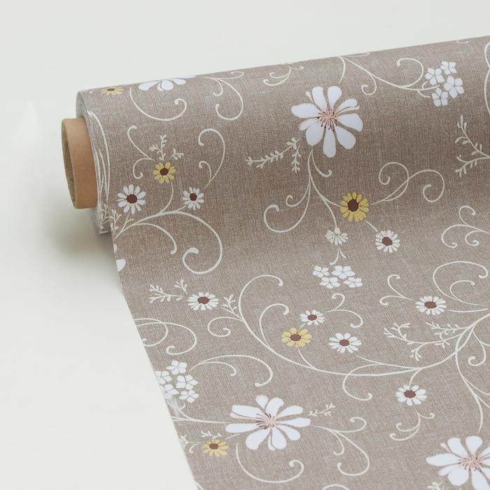 Клеёнка на стол «Ромашковое поле», на тканевой основе, ширина 137 см, рулон 20 метров, толщина 0,25 мм, цвет коричневый Клеёнка на стол «Ромашковое поле», на тканевой основе, ширина 137 см, рулон 20 метров, толщина 0,25 мм, цвет коричневый