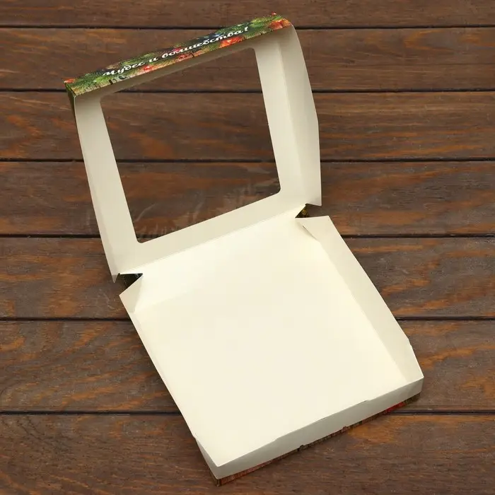 Коробка складная, подарочная новогодняя с окном Merry christmas 20×20×4 см Коробка складная, подарочная новогодняя с окном Merry christmas 20×20×4 см