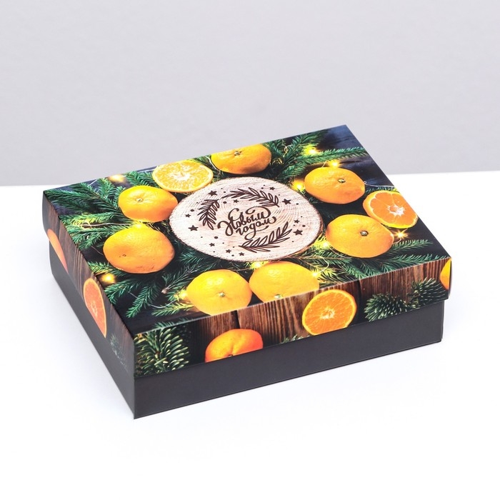 Новый год. Коробка подарочная новогодняя складная, Новый год. Коробка подарочная новогодняя складная, "С праздником", 16,5 х 12,5 х 5,2 см