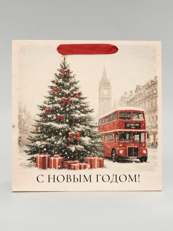Пакет подарочный ламинированный квадратный Happy, 30&times;30&times;12 см