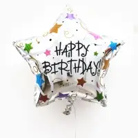 Воздушные шары фольгированные 18" звезда "С днем рождения, металлик" набор 5 штук