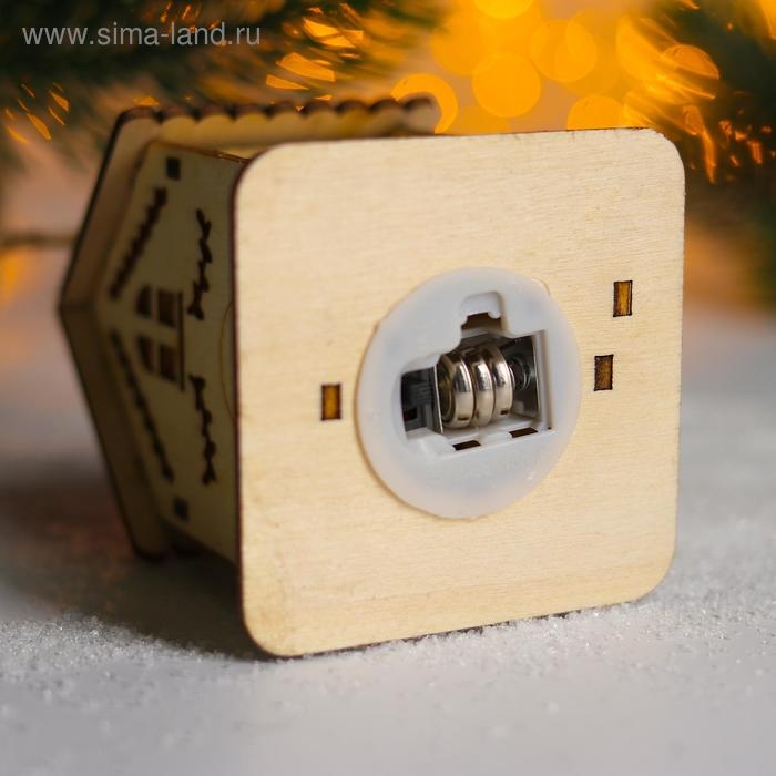 Новогодний декор с подсветкой «Домик с красной крышей» 9×6×7 см, МИКС