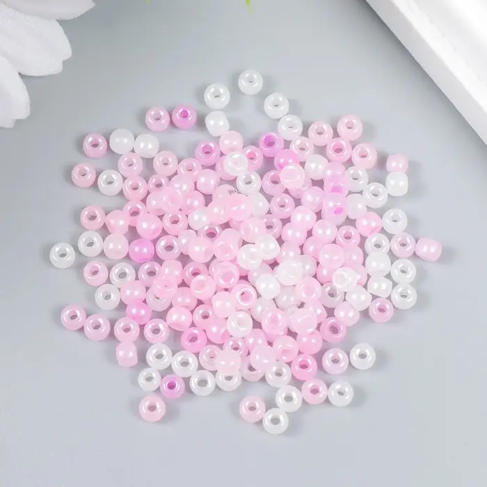 Бисер стекло 6/0  Бисер стекло 6/0 "Розовый меланж" 10 гр