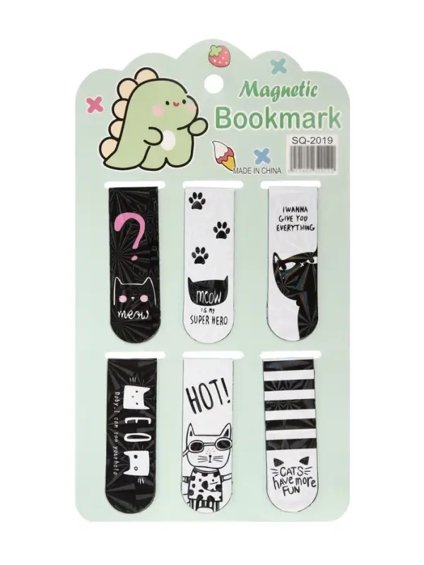 Набор магнитных закладок для книг Calligrata &laquo;Кошки&raquo;, 6 штук, МИКС