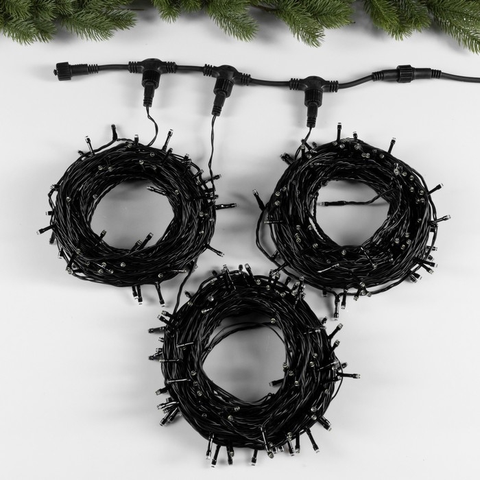 Гирлянда «Клип-лайт» 3 нити по 20 м, IP44, УМС, тёмная нить, 399 LED, свечение белое, мерцание всех светодиодов, 24 В Гирлянда «Клип-лайт» 3 нити по 20 м, IP44, УМС, тёмная нить, 399 LED, свечение белое, мерцание всех светодиодов, 24 В