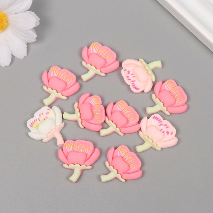 Декор для творчества пластик Декор для творчества пластик "Распустившийся тюльпан" набор 10 шт МИКС